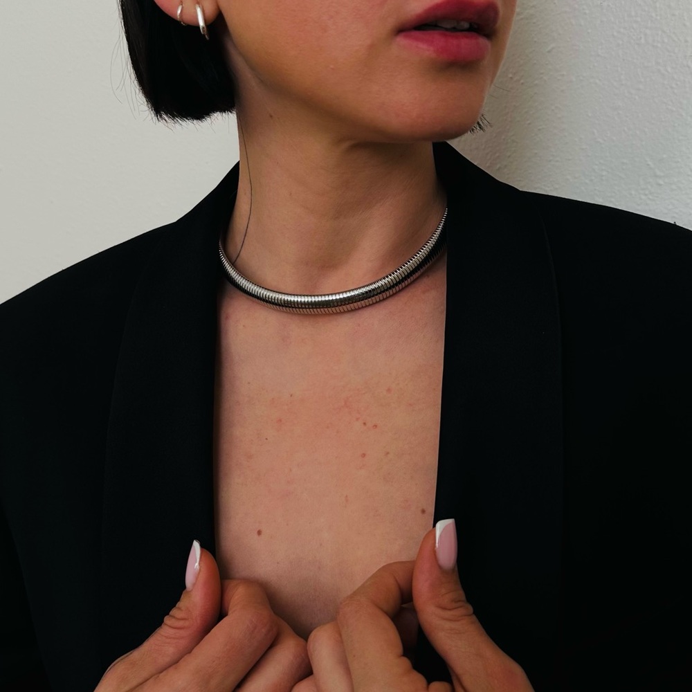 New Chain Chocker Necklace Sleek Silver Minimalist